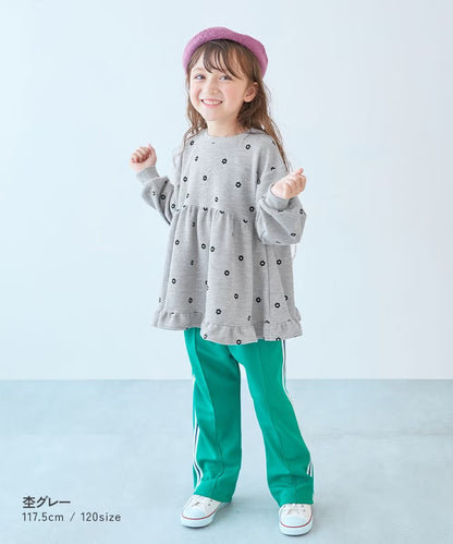 日本童裝 dev!rock 花花印花華夫格上衣 100-140cm 女童款 秋季 TOPS