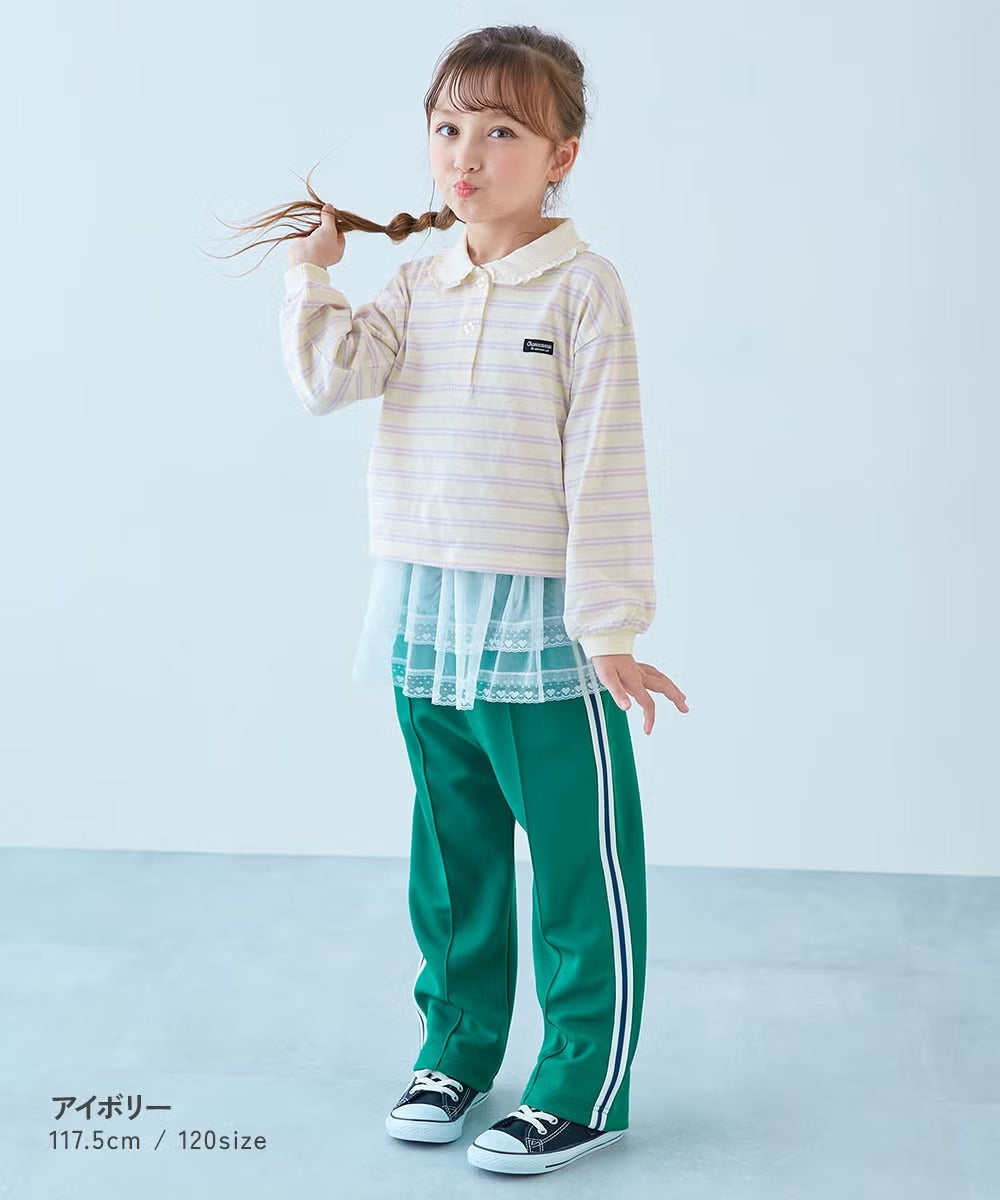 日本童裝 dev!rock 間條polo上衣 100-160cm 女童款 秋季 TOPS