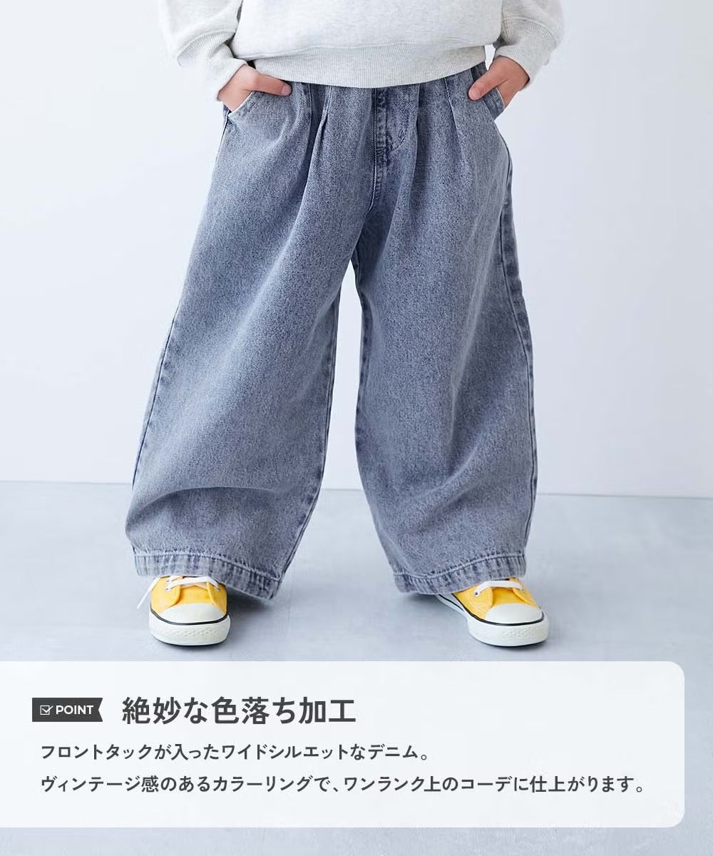 日本童裝 dev!rock 闊腿牛仔長褲 100-160cm 男童款/女童款 秋季 PANTS
