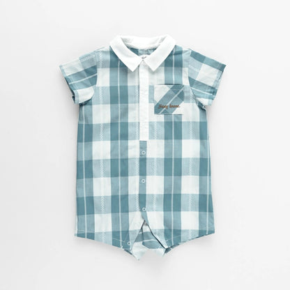 日本童裝 Branshes 格紋連衣 70-80cm 男童款 初生嬰兒 夏季 Jumpsuit