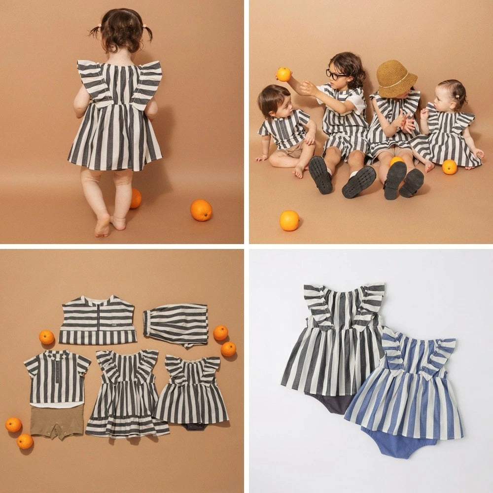 日本童裝 Branshes 染色條紋連衣 70-80cm 女童款 初生嬰兒 夏季 Jumpsuit