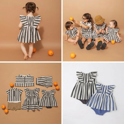 日本童裝 Branshes 染色條紋連衣 70-80cm 女童款 初生嬰兒 夏季 Jumpsuit