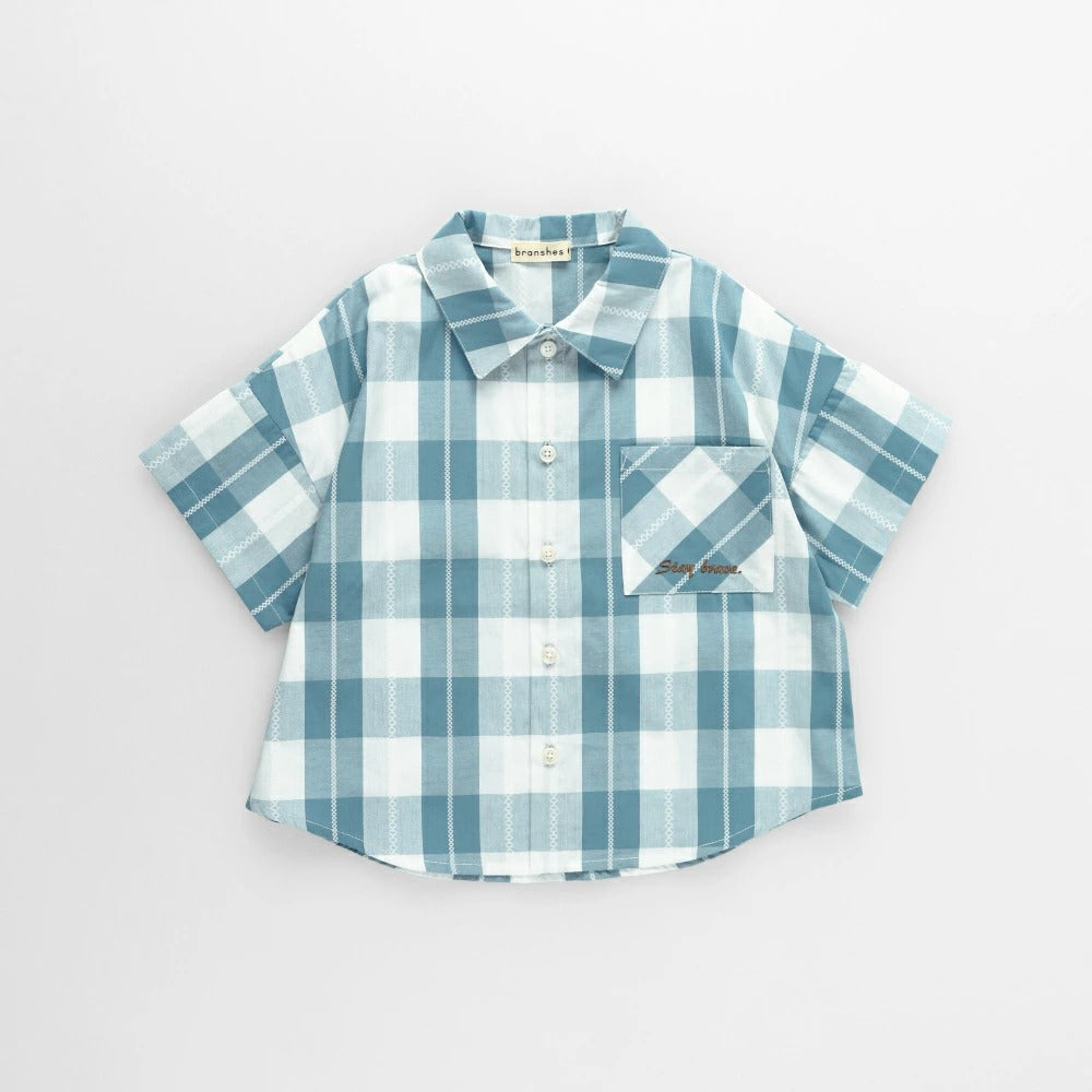 日本童裝 Branshes 格紋襯衫 80-150cm 男童款 夏季 TOPS
