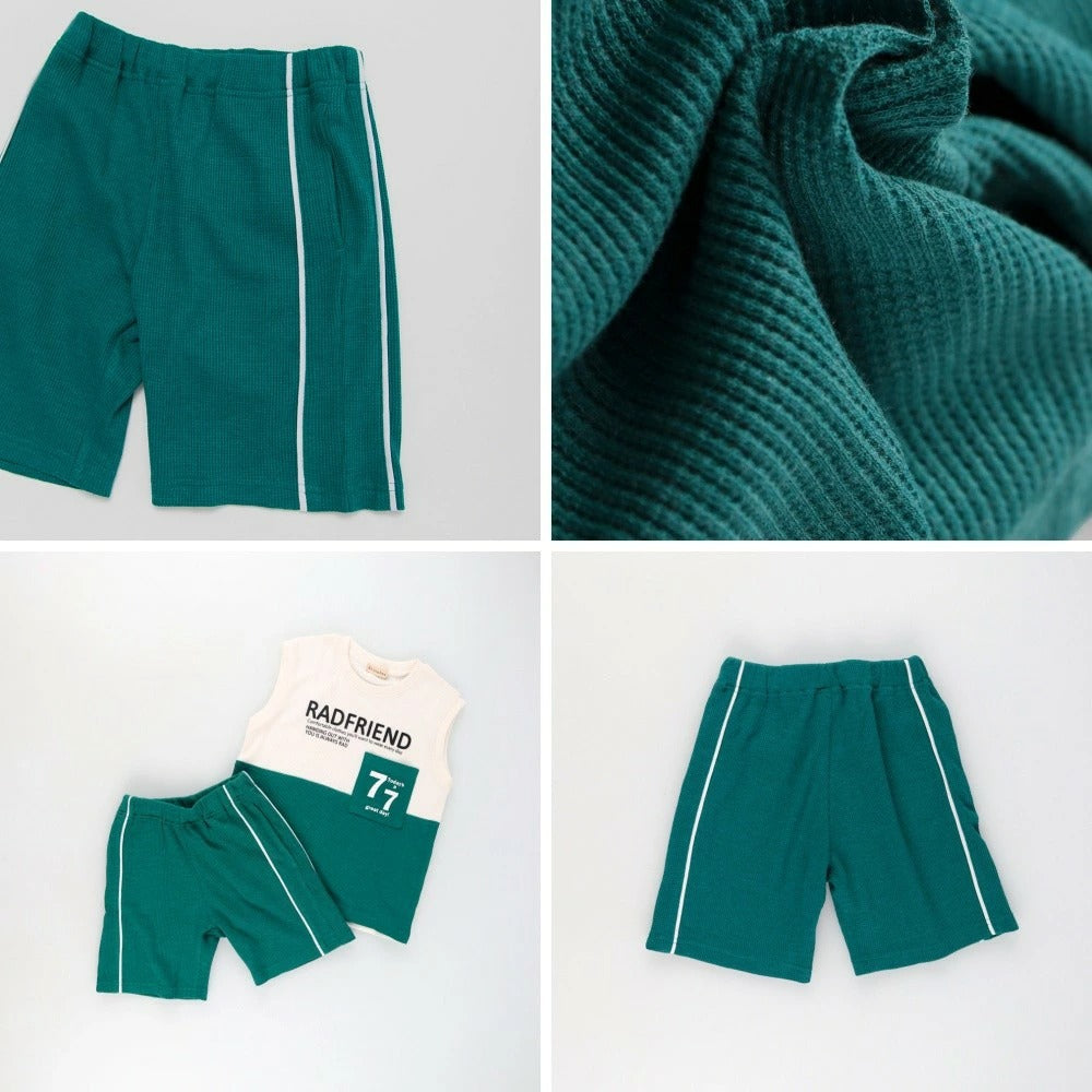 日本童裝 Branshes 撞色華夫格短褲 80-150cm 男童款 夏季 PANTS