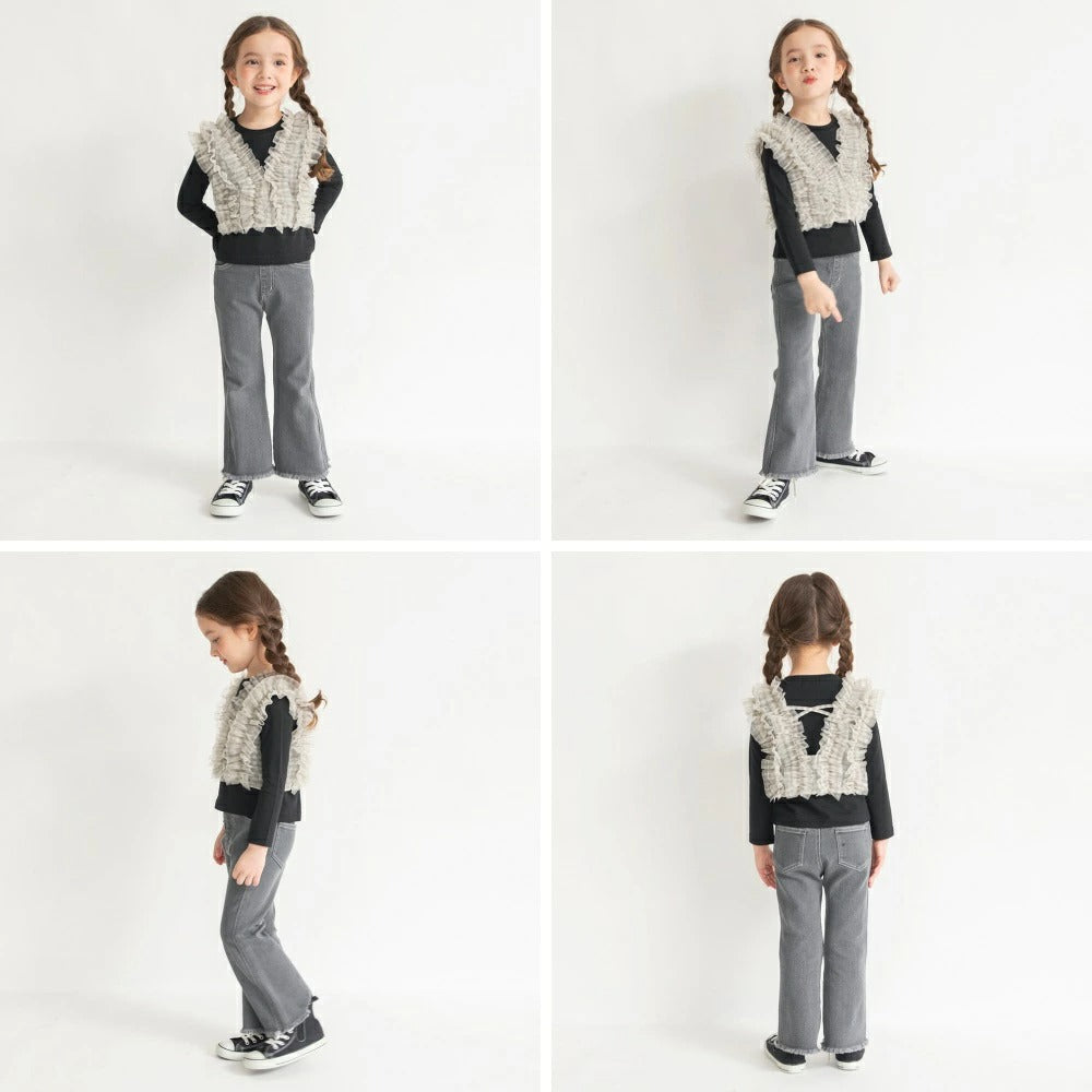 日本童裝 Branshes 流蘇喇叭牛仔褲 90-150cm 女童款 夏季 PANTS