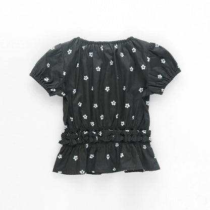日本童裝 Branshes 束腰短袖上衣 80-130cm 女童款 夏季 TOPS