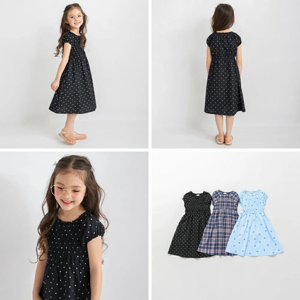 日本童裝 Branshes 短袖皺褶連身裙 80-150cm 女童款 夏季 DRESSES
