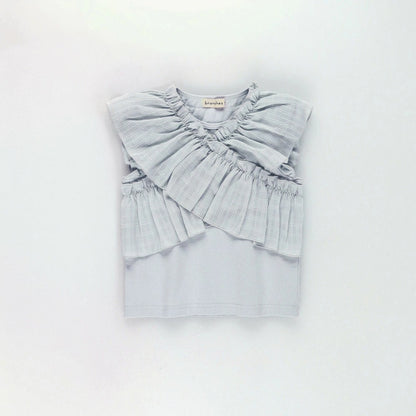 日本童裝 Branshes 荷葉邊交叉上衣 80-150cm 女童款 夏季 TOPS