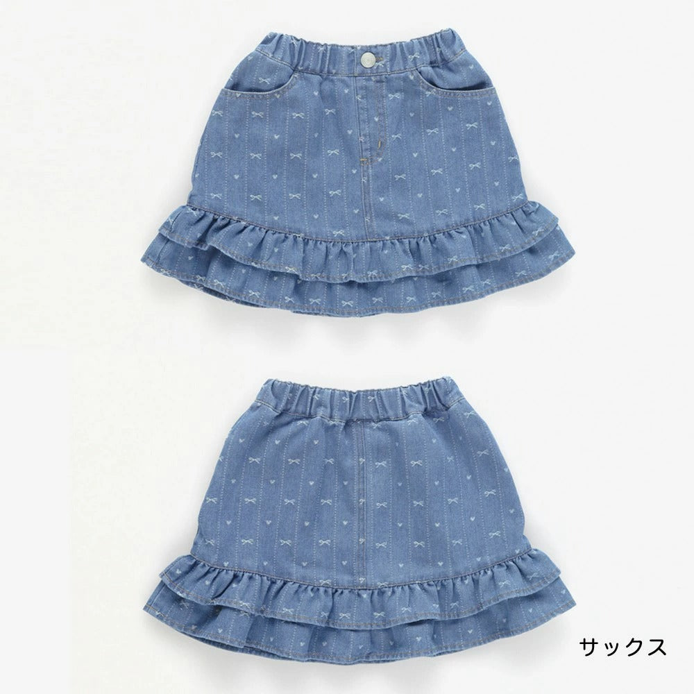 日本童裝 Branshes 提花牛仔短裙 80-150cm 女童款 夏季 SKIRTS