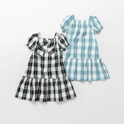 日本童裝 Branshes 格紋蝴蝶結連身裙 80-150cm 女童款 夏季 DRESSES