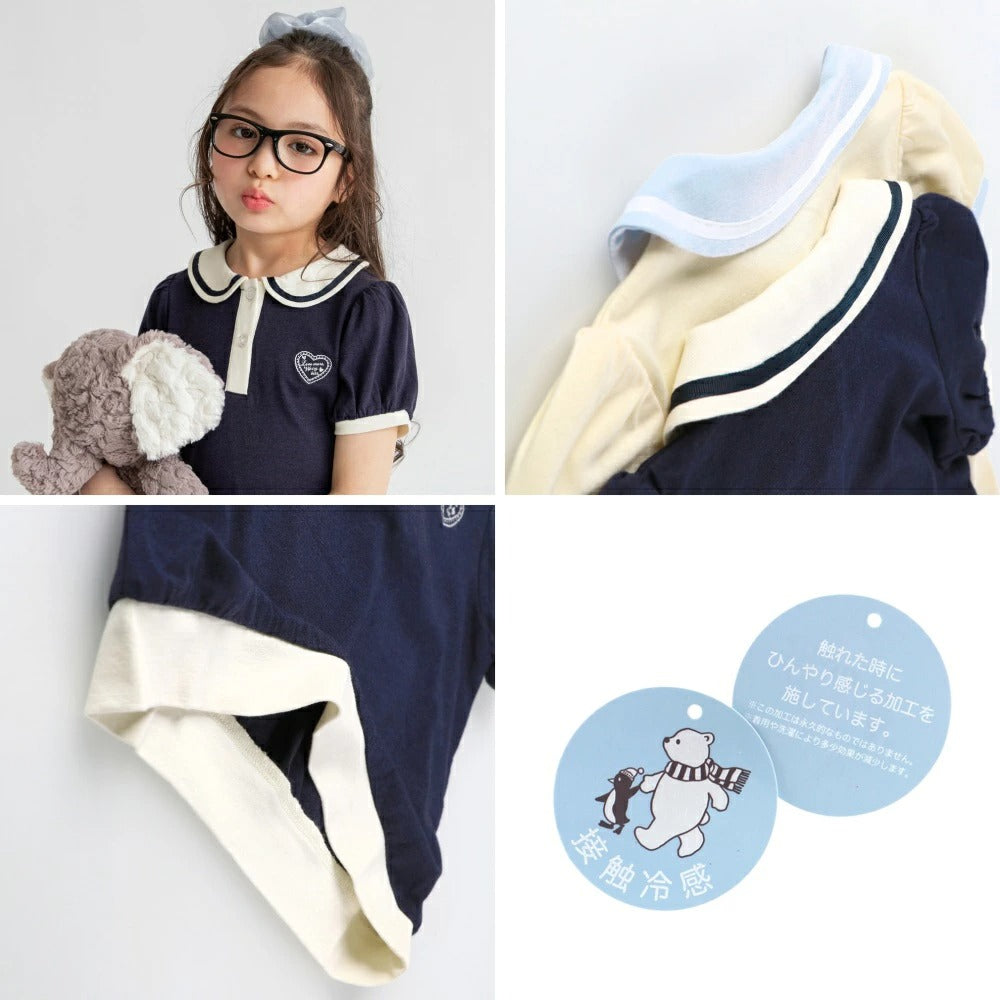 日本童裝 Branshes 接觸冷感 愛心刺繡Polo衫 80-150cm 女童款 夏季 TOPS