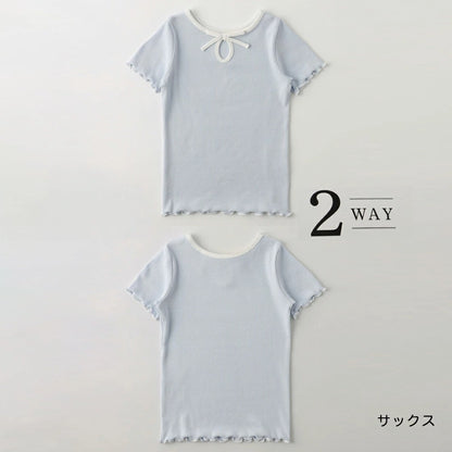 日本童裝 Branshes 吸水速乾 2Way 前後兩著 羅紋短袖上衣 80-150cm 女童款 夏季 TOPS
