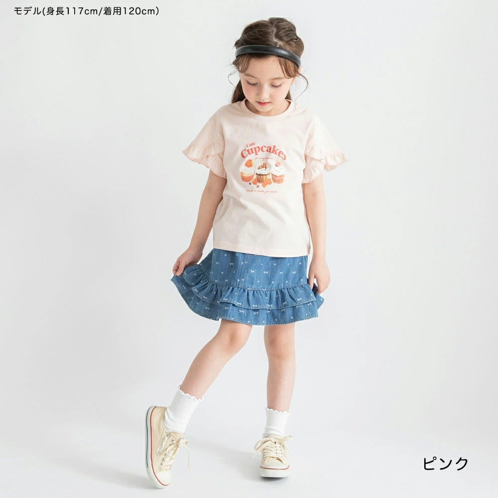 日本童裝 Branshes 吸水速乾 荷葉邊袖短袖上衣 80-150cm 女童款 夏季 TOPS