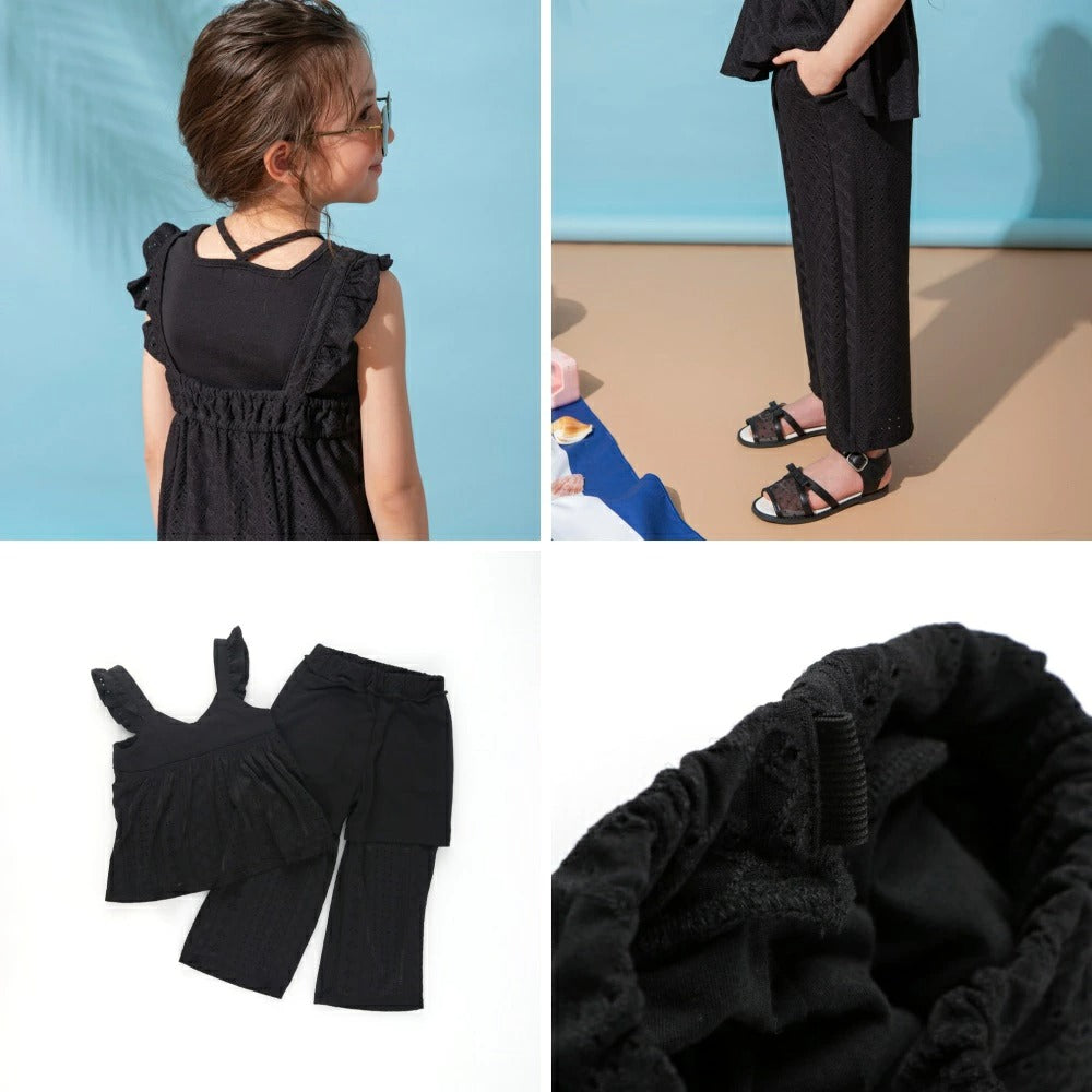 日本童裝 Branshes 提花度假風兩件套裝 80-150cm 女童款 夏季 TOPS PANTS