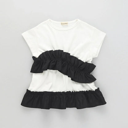 日本童裝 Branshes褶皺荷葉邊上衣 100-150cm 女童款 夏季 TOPS
