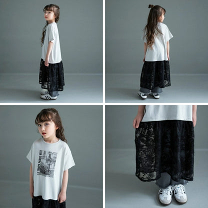 日本童裝 Branshes 絲拼接連身裙 100-150cm 女童款 夏季 DRESSES TOPS