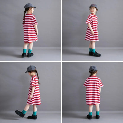 日本童裝 Branshes 花邊裙間條T裙 100-150cm 女童款 夏季 DRESSES