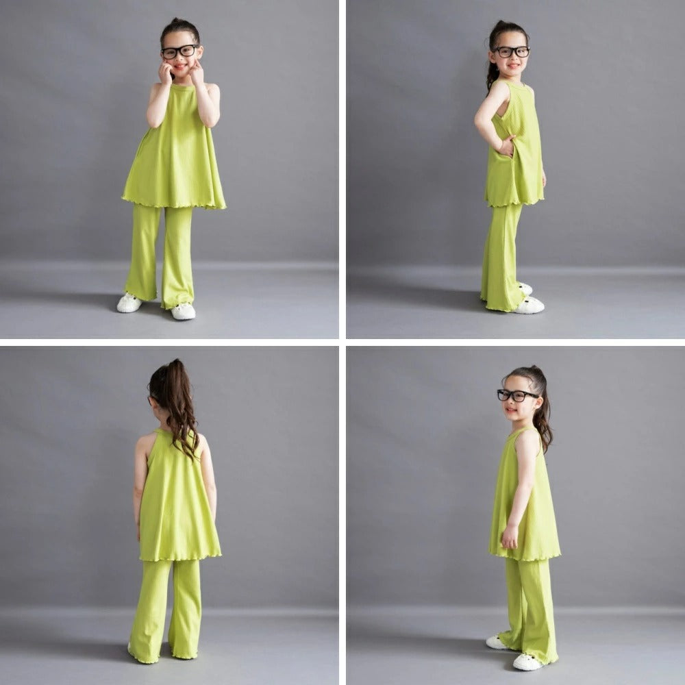 日本童裝 Branshes 喇叭吊帶背心+長褲套裝 100-150cm 女童款 夏季 TOPS PANTS