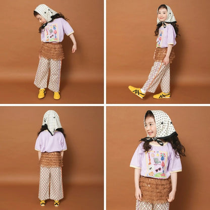 日本童裝 Branshes x りぃー 印花短袖上衣 80-130cm 女童款 夏季 TOPS