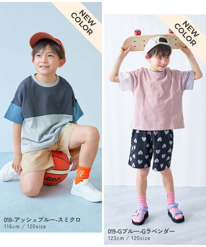 日本童裝 dev!rock 耐穿 耐洗不易變形 撞色拼接短袖上衣 80-160cm 男童款/女童款 TOPS 夏季