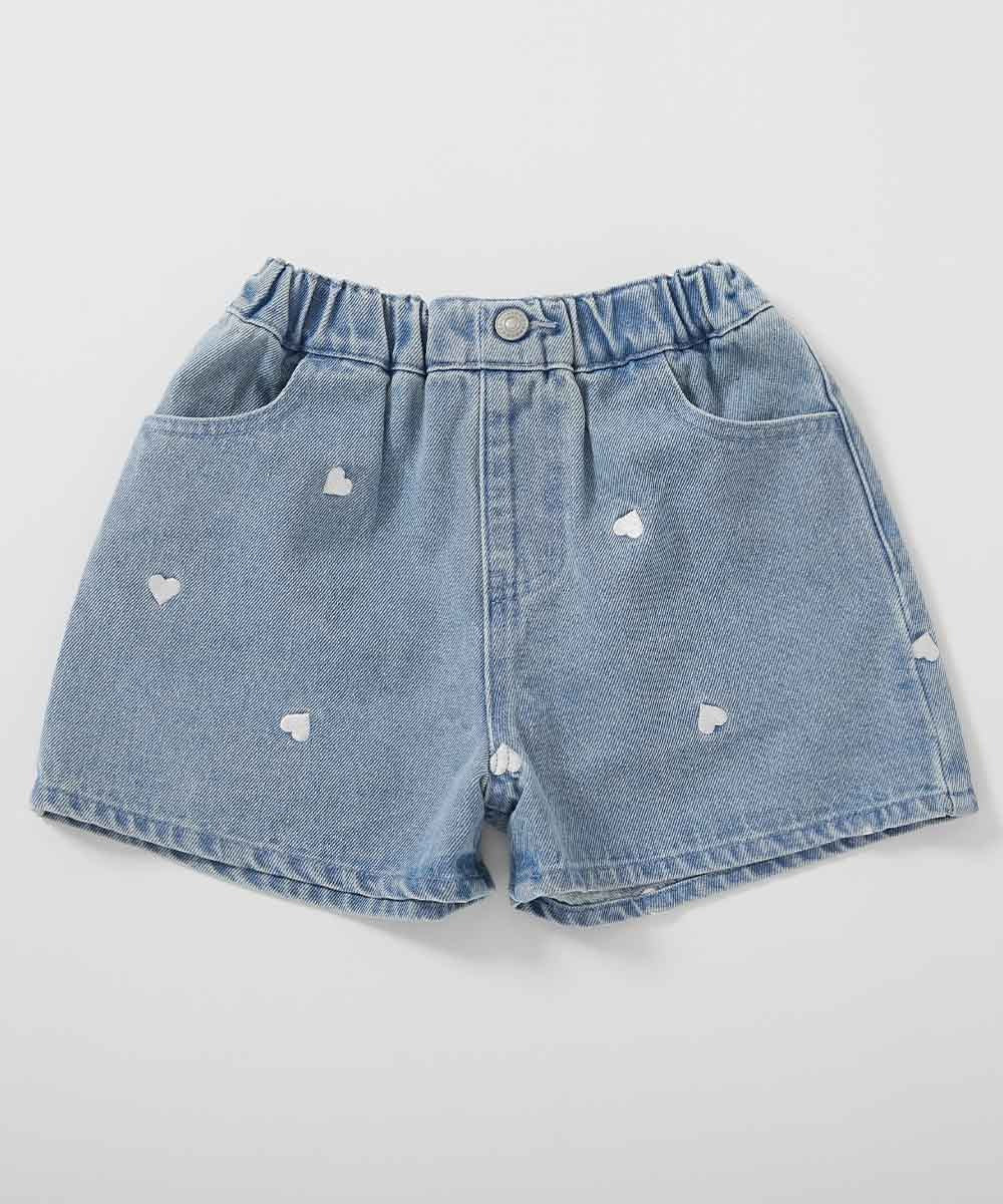 日本童裝 dev!rock 愛心花朵刺繡牛仔短褲 100-160cm 女童款 夏季 PANTS
