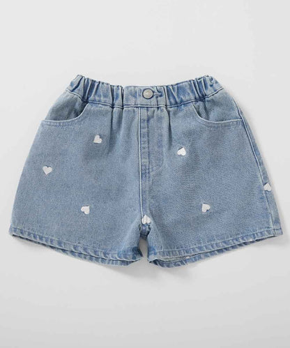 日本童裝 dev!rock 愛心花朵刺繡牛仔短褲 100-160cm 女童款 夏季 PANTS