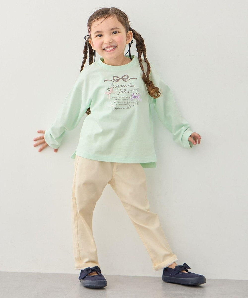 日本童裝 aF#a325 彈力貓咪口袋長褲 100-150cm 女童款 夏季 PANTS