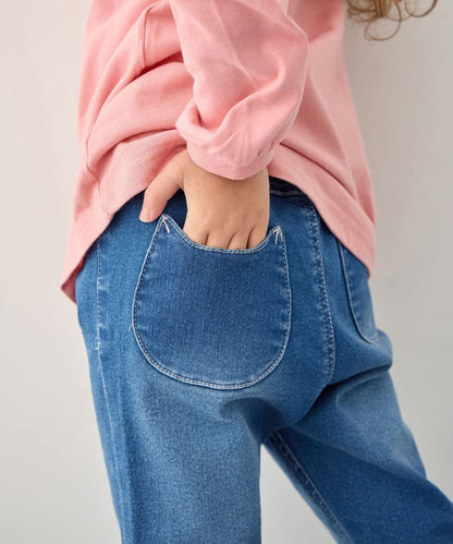 日本童裝 aF#a325 彈力貓咪口袋長褲 100-150cm 女童款 夏季 PANTS