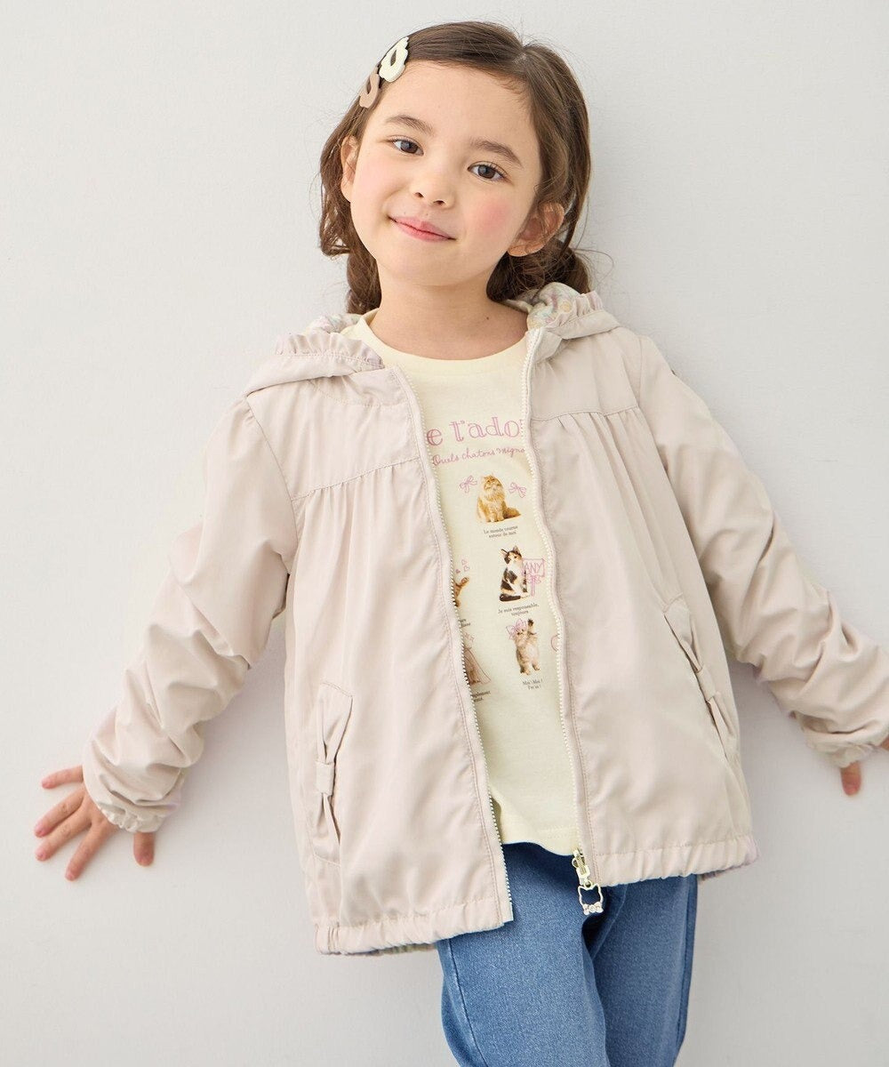 日本童裝 aF#a325 2Way 防水系列 雙面兩著 帽可拆 花邊風褸 100-150cm 女童款 春季 OUTERWEAR