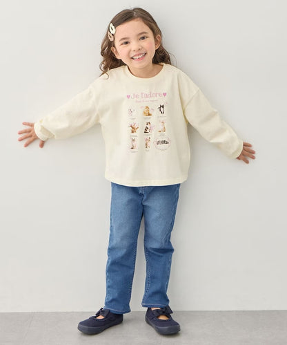 日本童裝 aF#a325 彈力貓咪口袋長褲 100-150cm 女童款 夏季 PANTS