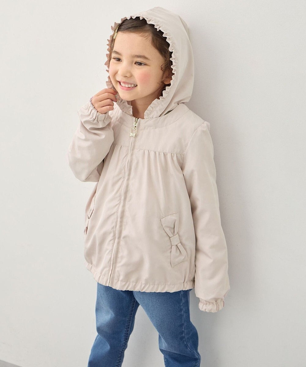 日本童裝 aF#a325 2Way 防水系列 雙面兩著 帽可拆 花邊風褸 100-150cm 女童款 春季 OUTERWEAR
