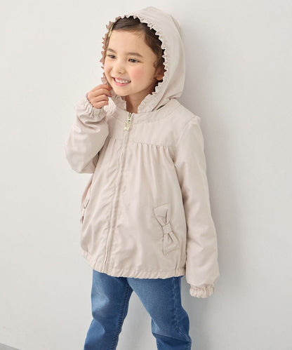 日本童裝 aF#a325 2Way 防水系列 雙面兩著 帽可拆 花邊風褸 100-150cm 女童款 春季 OUTERWEAR
