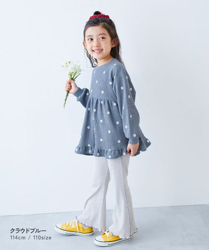日本童裝 dev!rock 花花印花華夫格上衣 100-140cm 女童款 秋季 TOPS