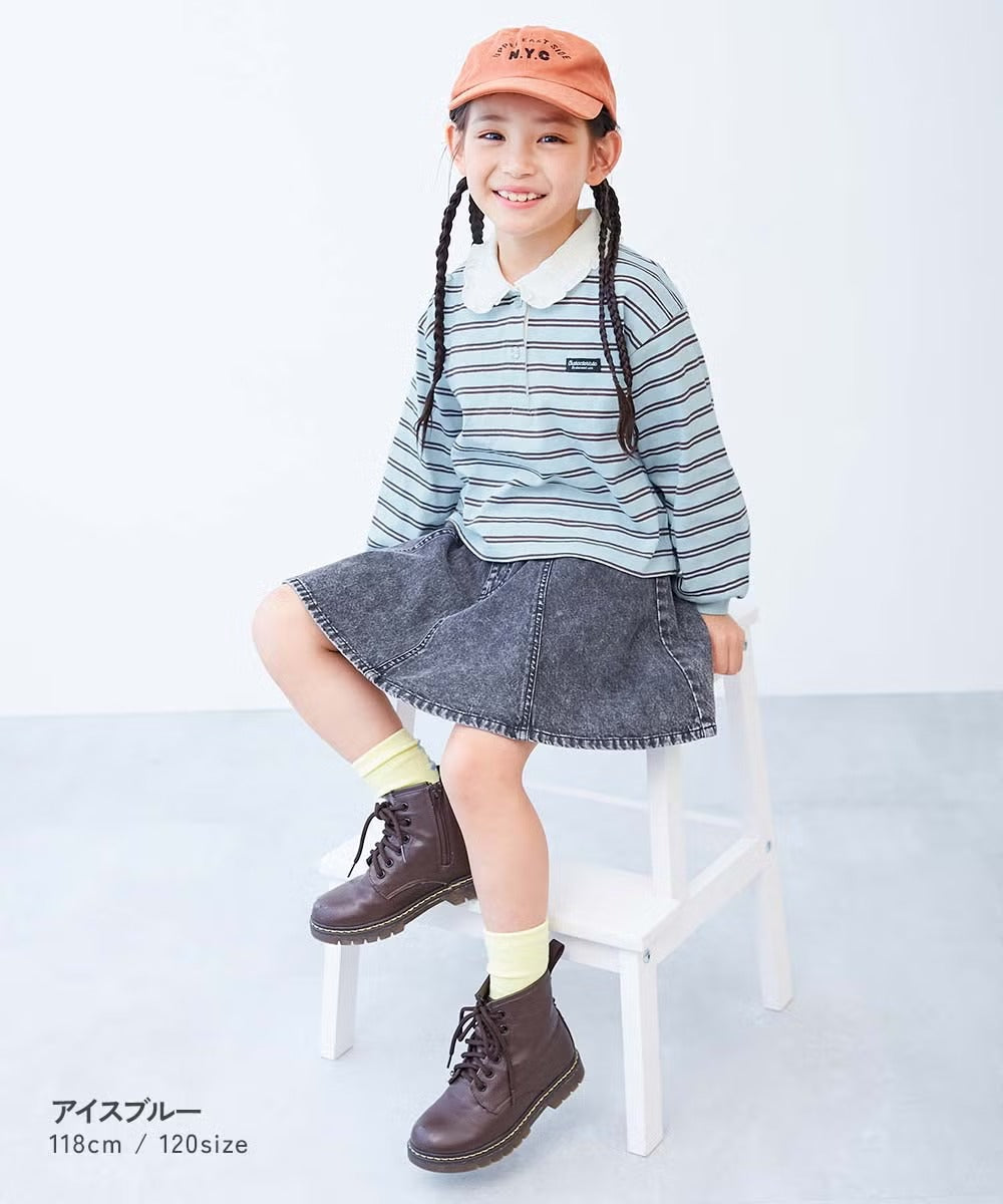 日本童裝 dev!rock 間條polo上衣 100-160cm 女童款 秋季 TOPS