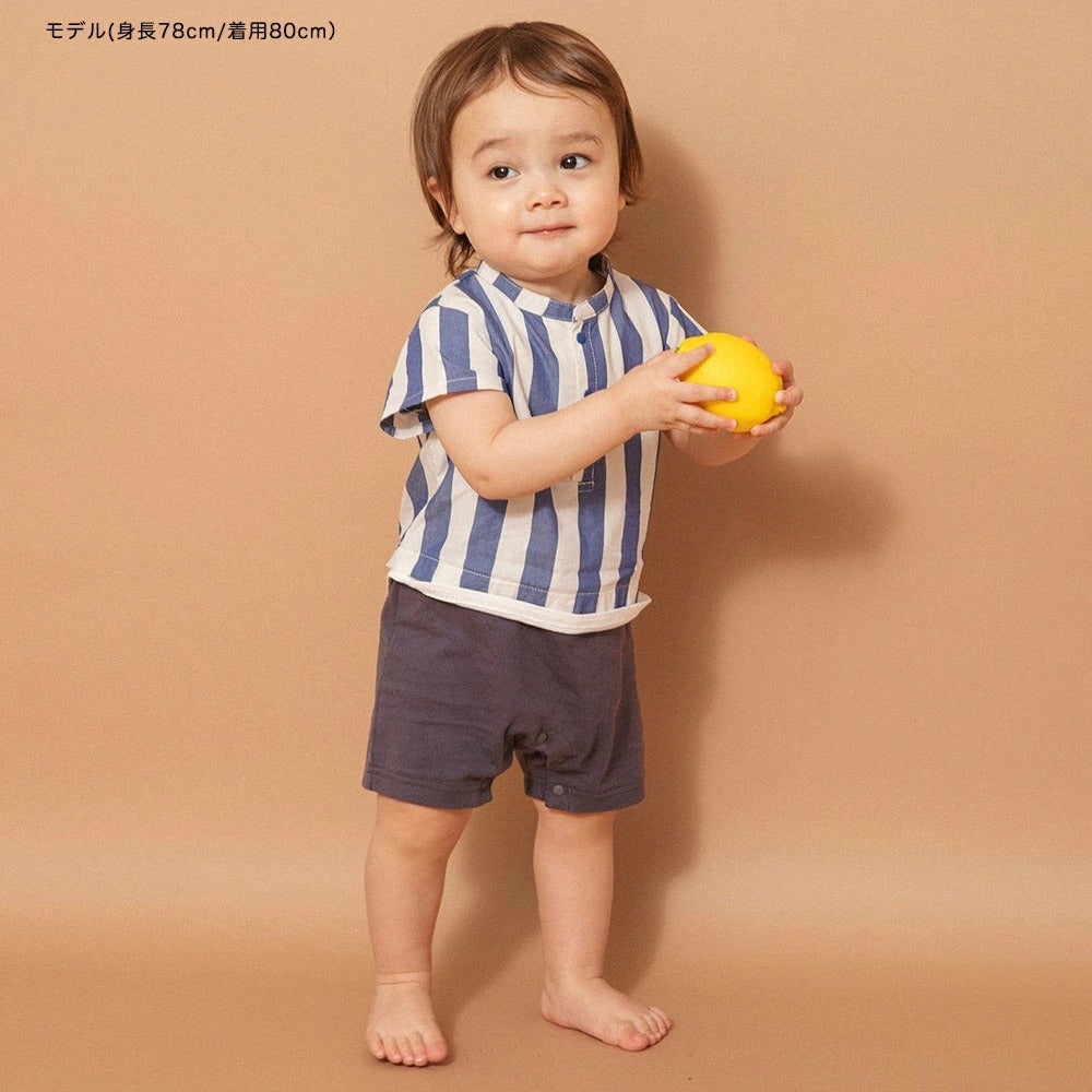 日本童裝 Branshes 染色條紋連衣 70-80cm 男童款 初生嬰兒 夏季 Jumpsuit