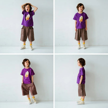 日本童裝 Branshes 吸汗速乾 拼接工裝短褲 90-150cm 男童款 夏季 PANTS