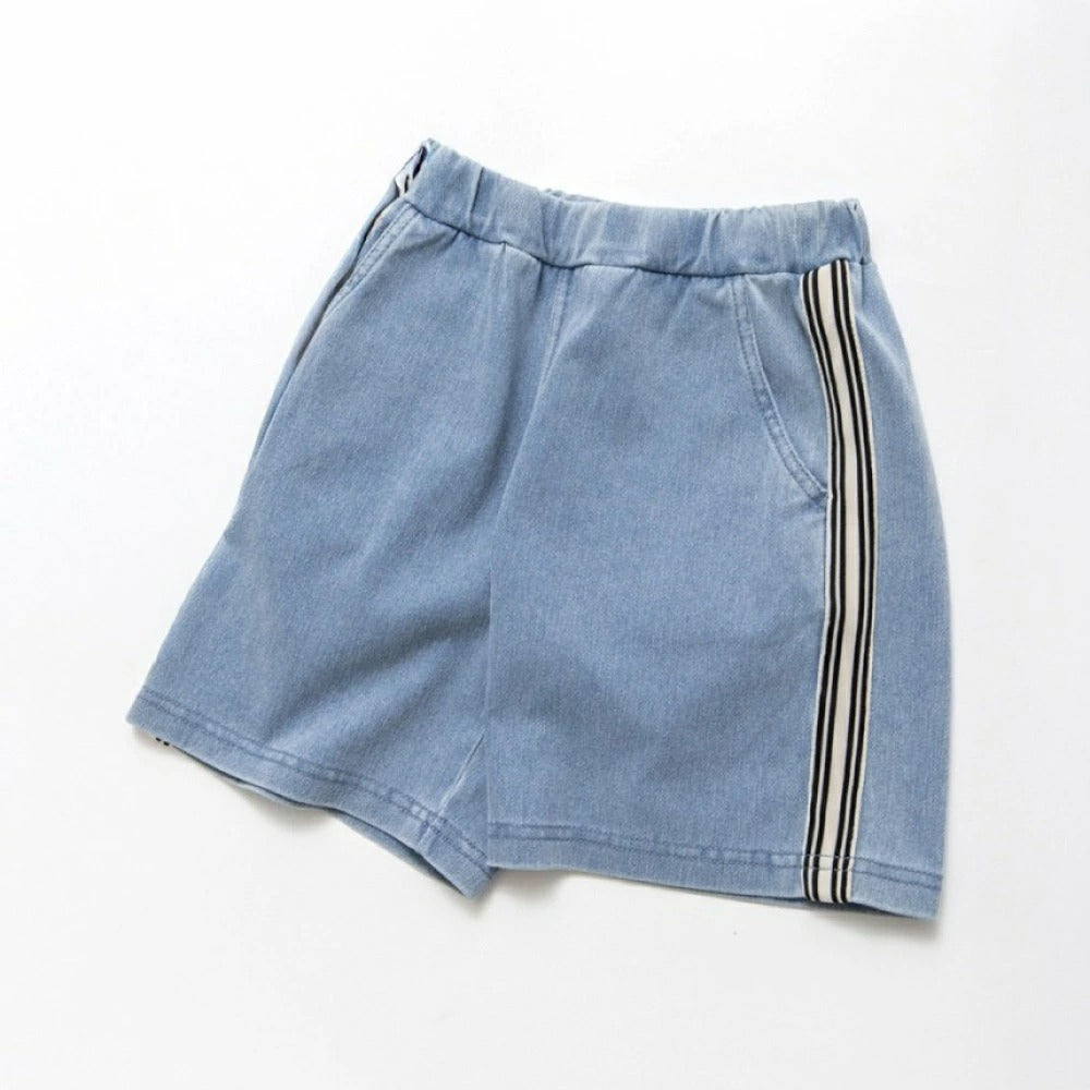 日本童裝 Branshes 復古側條紋牛仔短褲 80-150cm 男童款 夏季 PANTS