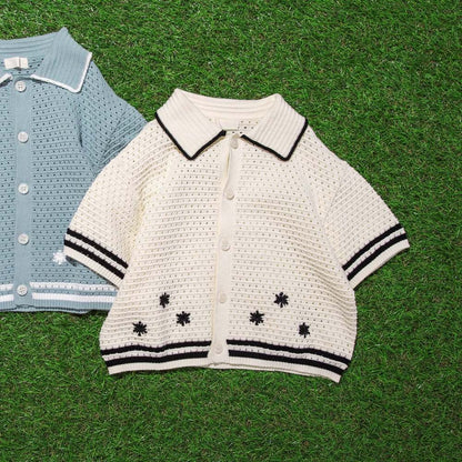 日本童裝 Branshes 鉤針編織夏季針織上衣/外套 90-150cm 男童款 夏季 TOPS OUTERWEAR
