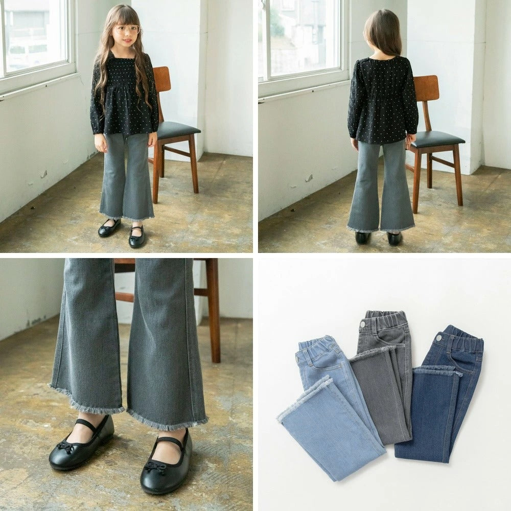 日本童裝 Branshes 流蘇喇叭牛仔褲 90-150cm 女童款 夏季 PANTS