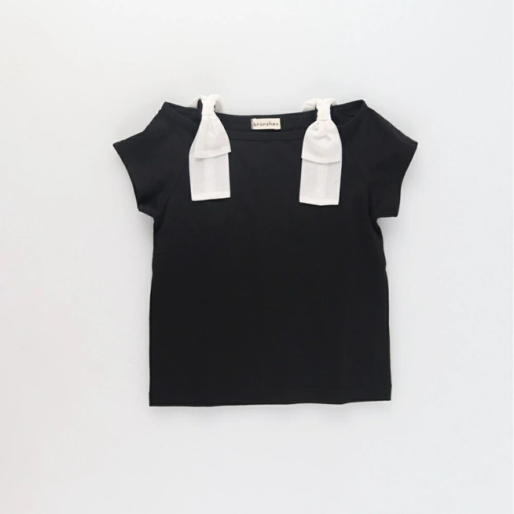 日本童裝 Branshes 蝴蝶結露肩上衣 80-150cm 女童款 夏季 TOPS