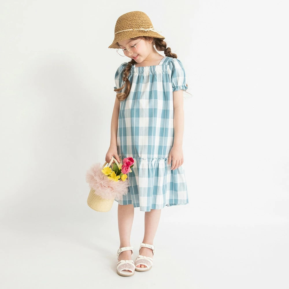 日本童裝 Branshes 格紋蝴蝶結連身裙 80-150cm 女童款 夏季 DRESSES