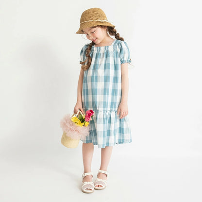 日本童裝 Branshes 格紋蝴蝶結連身裙 80-150cm 女童款 夏季 DRESSES