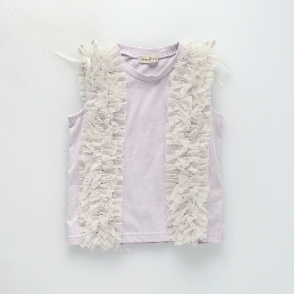 日本童裝 Branshes 蓬鬆荷葉邊背心 90-150cm 女童款 夏季 TOPS