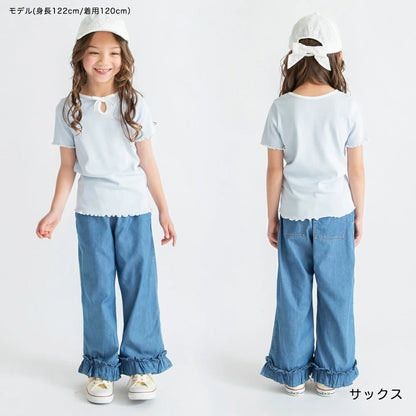 日本童裝 Branshes 吸水速乾 2Way 前後兩著 羅紋短袖上衣 80-150cm 女童款 夏季 TOPS