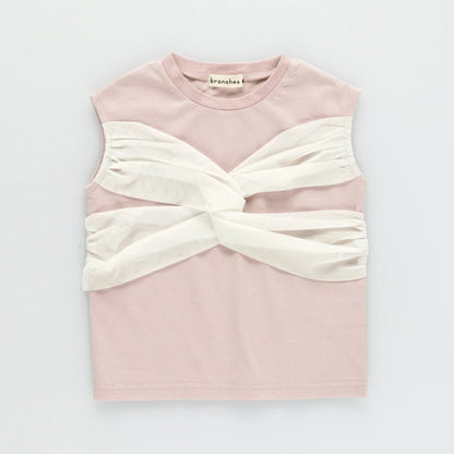 日本童裝 Branshes 薄紗邊法式袖上衣 80-150cm 女童款 夏季 TOPS