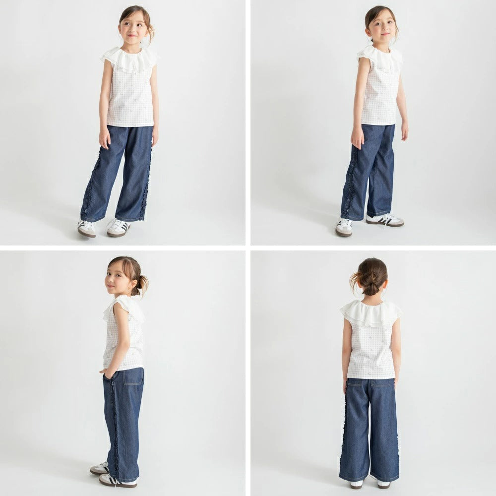 日本童裝 Branshes 2Way 前後兩著 接觸冷感 荷葉領背心 80-150cm 女童款 夏季 TOPS