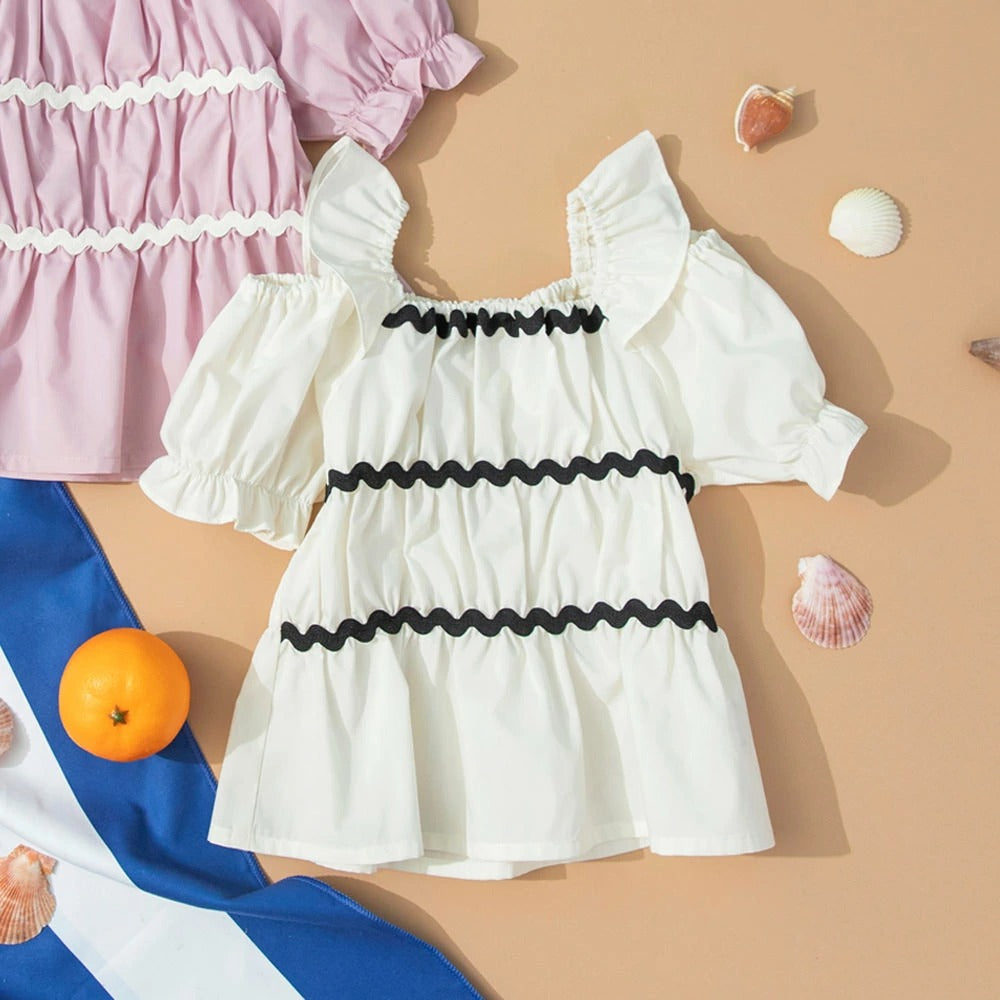 日本童裝 Branshes 露肩褶皺上衣 80-150cm 女童款 夏季 TOPS