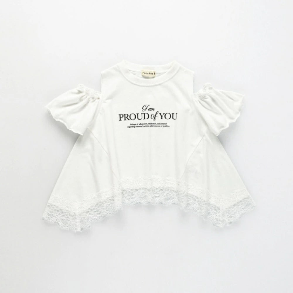日本童裝 Branshes 蕾絲露肩上衣 100-150cm 女童款 夏季 TOPS