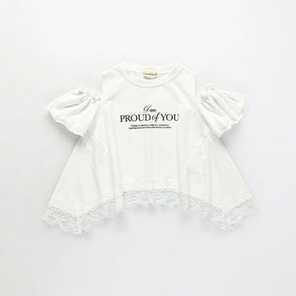 日本童裝 Branshes 蕾絲露肩上衣 100-150cm 女童款 夏季 TOPS