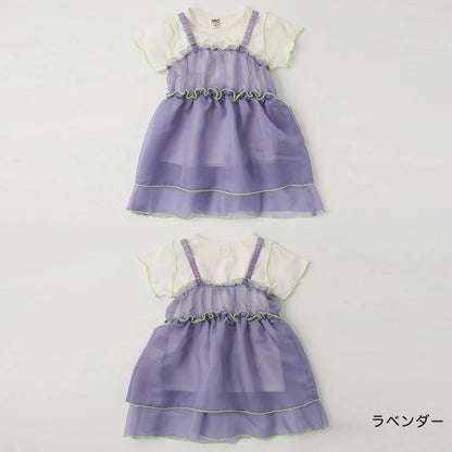 日本童裝 Branshes 透薄紗吊帶裙+短袖上衣套裝 100-150cm 女童款 夏季 TOPS DRESSES